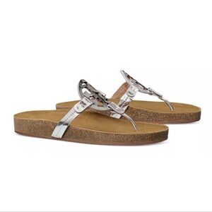 Worn Once !! Tory Burch Miller Clouds in Silver Metallic